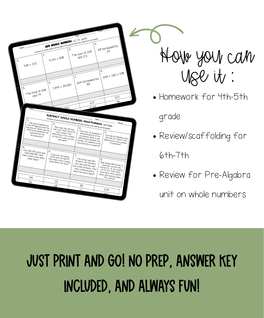 You can use the cut and paste activity for homework, review, and scaffolding. Just Print and GO! 